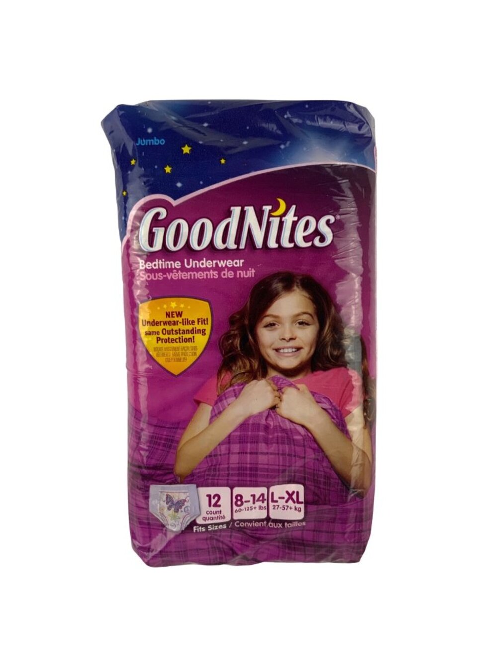Goodnites Disposable Bedtime Underwear Girls L-XL 8-14 Years 12 count package